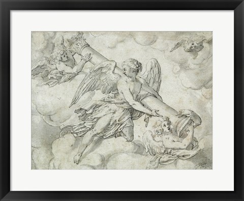 Framed Angels Bearing the Column of the Passion Print