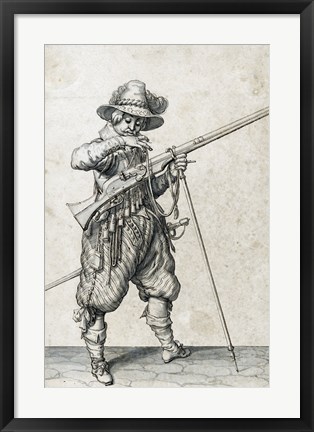 Framed Soldier on Guard Blowing Out a Match Print