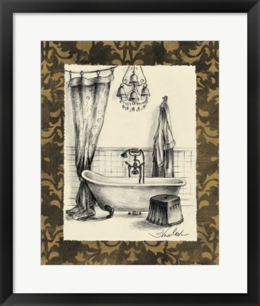 Framed Elegant Bath II Print