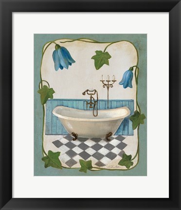 Framed Bell Flower Bath I on Ivory Print
