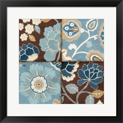 Framed Patchwork Motif Blue II Print