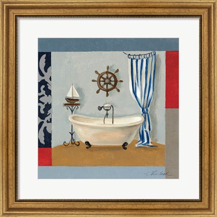 Framed Nautical Bath II Print