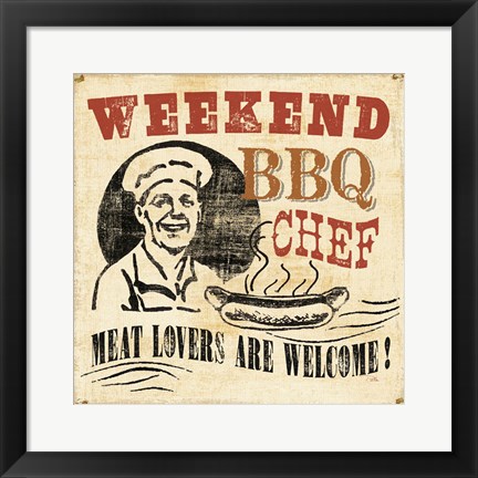 Framed Weekend BBQ Chef Print