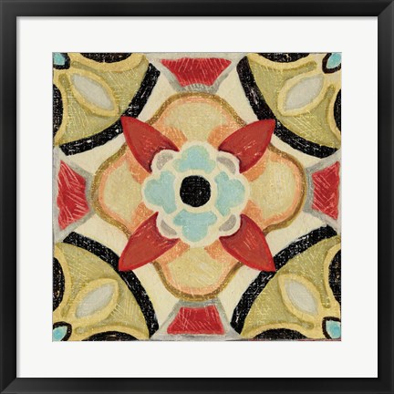 Framed Bohemian Rooster Tile Square IV Print