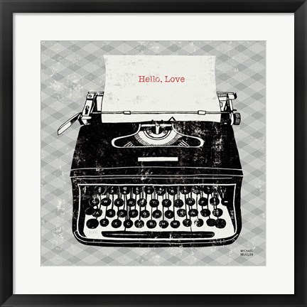 Framed Vintage Analog Typewriter Print