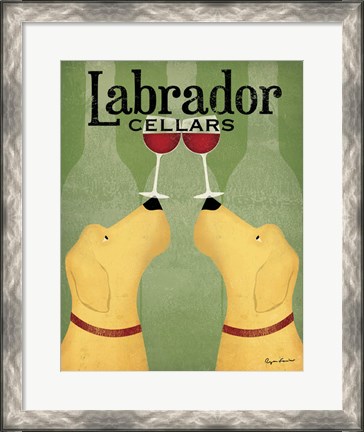 Framed Two Labrador Wine Dogs Print