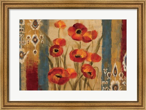 Framed Ikat Floral Tapestry Print