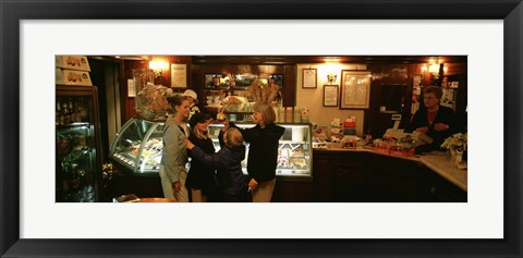 Framed Mother With Her Children In An Ice-Cream Parlor, Florence, Italy Print