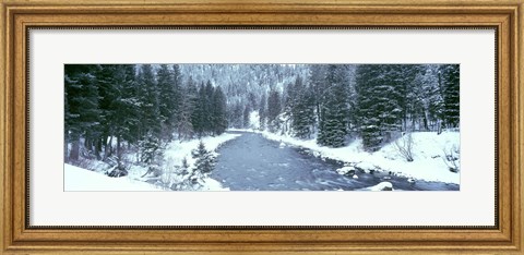 Framed USA, Montana, Gallatin River, winter Print