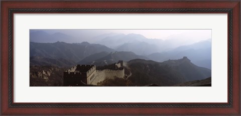 Framed High angle view of a fortified wall passing through a mountain range, Great Wall Of China, Beijing, China Print