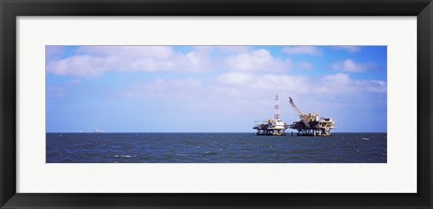 Framed Natural gas drilling platform in Mobile Bay, Alabama, USA Print