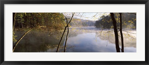 Framed Morning mist around a lake, Lake Vesuvius, Wayne National Forest, Ohio, USA Print
