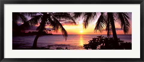 Framed Palm trees on the coast, Kohala Coast, Big Island, Hawaii, USA Print