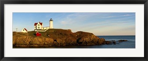 Framed Lighthouse on the coast, Cape Neddick Lighthouse, Cape Neddick, York, Maine, USA Print
