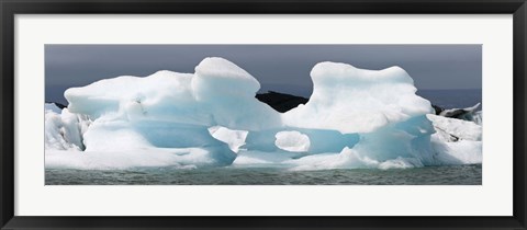 Framed Icebergs and volcanic ash, Jokulsarlon Lagoon, Iceland Print