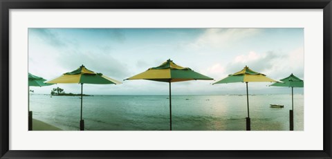 Framed Beach umbrellas, Morro De Sao Paulo, Tinhare, Cairu, Bahia, Brazil Print