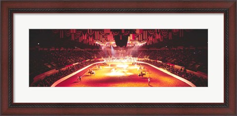 Framed Group of people performing with horses in a stadium, 100th Stock Show And Rodeo, Fort Worth, Texas, USA Print
