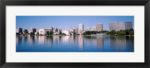 Framed Panoramic View Of The Waterfront And Skyline, Oakland, California, USA Print