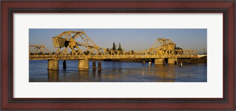 Framed Drawbridge across a river, The Sacramento-San Joaquin River Delta, California, USA Print