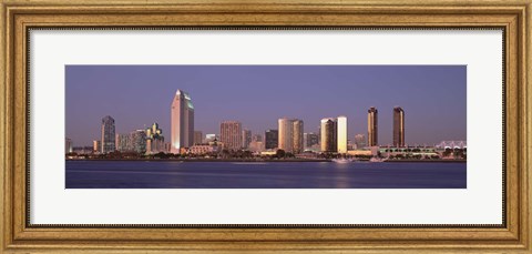 Framed San Diego Skyline, California at dusk Print