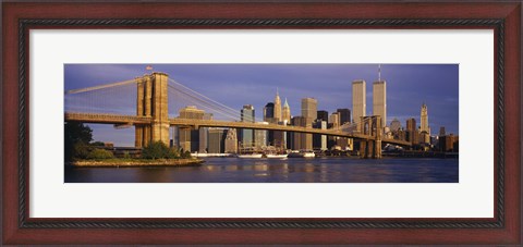 Framed Bridge over a river, Brooklyn Bridge, Manhattan, New York City, New York State, USA Print