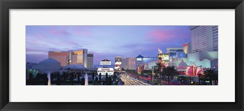 Framed Dark Blue Sky with Pink Coulds Over Las Vegas Print