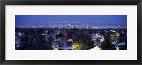Framed Denver in winter, Colorado Print