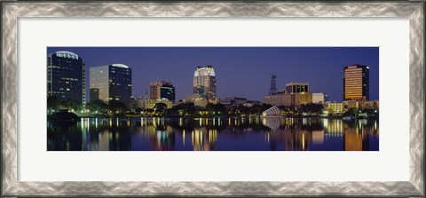 Framed Reflection of buildings in water, Orlando, Florida Print