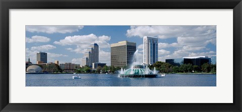 Framed Buildings at the waterfront, Lake Eola, Orlando, Florida, USA Print