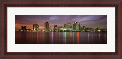 Framed Buildings lit up at the waterfront, New Orleans, Louisiana, USA Print