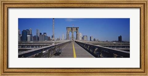 Framed Bench on a bridge, Brooklyn Bridge, Manhattan, New York City, New York State, USA Print