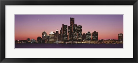 Framed Detroit at dusk, Michigan Print