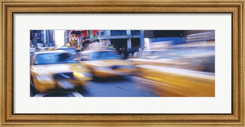 Framed Yellow taxis on the road, Times Square, Manhattan, New York City, New York State, USA Print