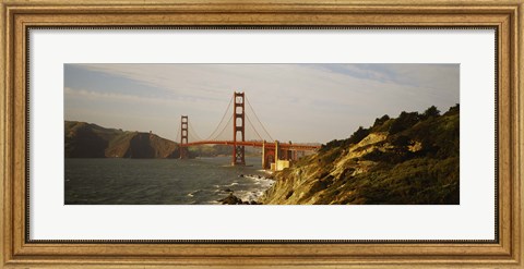 Framed Bridge over a bay, Golden Gate Bridge, San Francisco, California Print