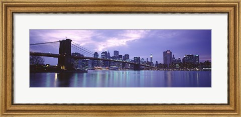 Framed Skyscrapers In A City, Brooklyn Bridge, NYC, New York City, New York State, USA Print