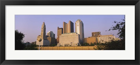 Framed Low angle view of buildings in a city, Scioto River, Columbus, Ohio, USA Print