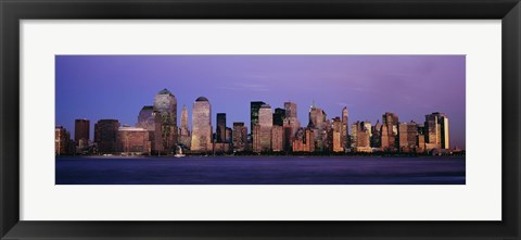 Framed Dark Purple Sky Behind the New York City Skyline Print