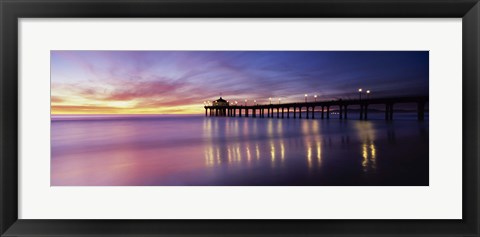 Framed Reflection of a pier in water, Manhattan Beach Pier, Manhattan Beach, San Francisco, California, USA Print