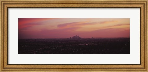 Framed Red sky over Los Angeles, California Print