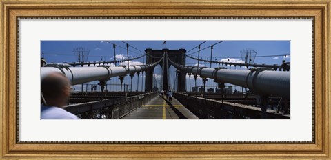 Framed Man walking on a bridge, Brooklyn Bridge, Brooklyn, New York City, New York State, USA Print