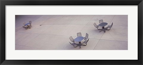 Framed High angle view of tables and chairs in a park, San Jose, California, USA Print