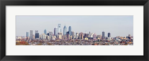 Framed Buildings in a city, Comcast Center, City Hall, William Penn Statue, Philadelphia, Philadelphia County, Pennsylvania, USA Print