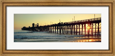 Framed Pier in the ocean at sunset, Oceanside, San Diego County, California, USA Print