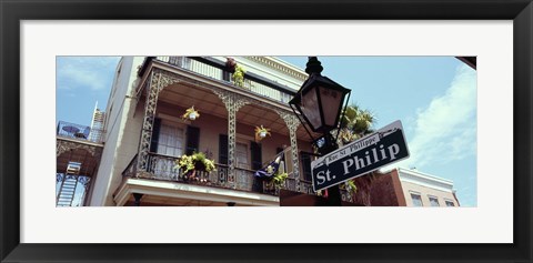 Framed Street name signboard on a lamppost, St. Philip Street, French Market, French Quarter, New Orleans, Louisiana, USA Print