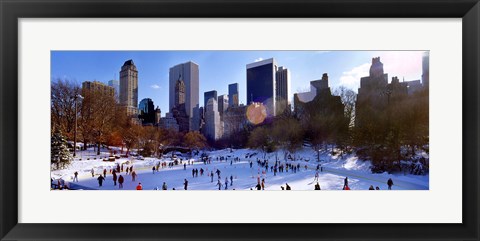 Framed High angle view of people skating in an ice rink, Wollman Rink, Central Park, Manhattan, New York City, New York State, USA Print