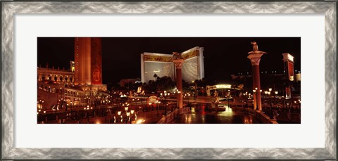 Framed Hotel lit up at night, The Mirage, The Strip, Las Vegas, Nevada, USA Print