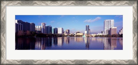 Framed Buildings Reflecting in Lake Eola, Orlando, Florida Print