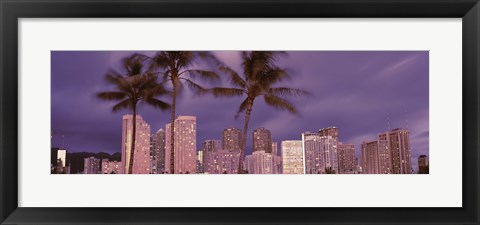 Framed Buildings in a city, Honolulu, Oahu, Honolulu County, Hawaii, USA 2010 Print