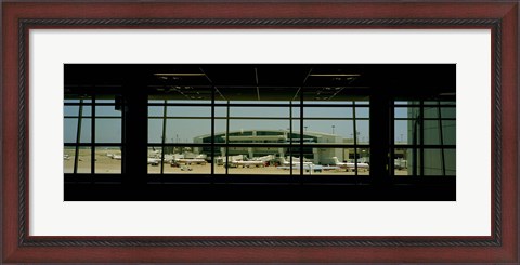 Framed Airport viewed from inside the terminal, Dallas Fort Worth International Airport, Dallas, Texas, USA Print