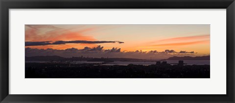 Framed City view at dusk, Emeryville, Oakland, San Francisco Bay, San Francisco, California, USA Print